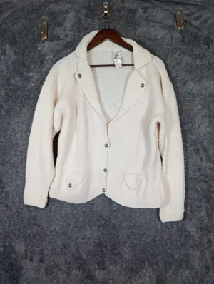 Vintage Fisher H8ll Hand Knit Worsted Wool Cropped Cardigan Preppy Cottage M thumbnail 2