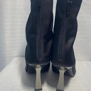 Zara Black Fabric Sock Boots Metallic Stiletto Heel Ankle Booties EU 38 3108/710 thumbnail 4