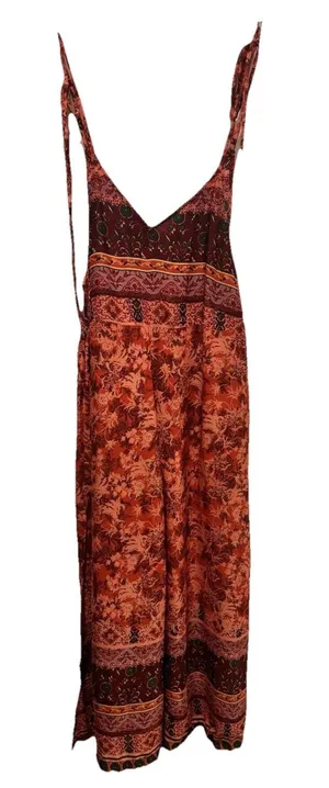 Free People Bohemian Style Beach Strap Long V-Neck Floral Romper Size M thumbnail 1