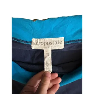 Vintage Aeropostale Y2K Low Rise Foldover Yoga Pants XL Flare Blue Stretch thumbnail 3