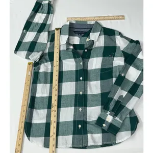 Tommy Hilfiger Womens Small S/P Green White Gingham Plaid Button Down Shirt thumbnail 9