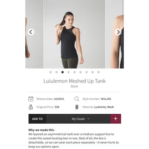 Lululemon Meshed Up Tank in black size 4 women thumbnail 7