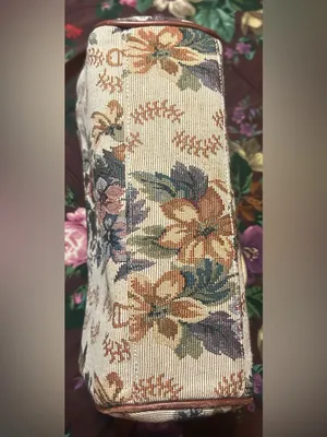 Etienne Aigner Floral Tapestry rare Crossbody with Brown Trim thumbnail 6