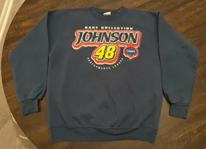 Chase Authentics Vtg Y2K NASCAR Mens Medium Faded Jimmie Johnson Racing Crewneck Sweatshirt Blue thumbnail 1