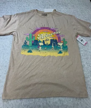 Peanuts Snoopy Arizona Graphic Tee Sand Mineral Wash T-Shirt Women Small PNSJFY7 thumbnail 1