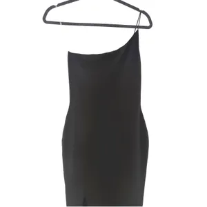 Nookie One Shoulder Gown Maxi Dress M Black High Slit Formal Prom Homecoming thumbnail 6