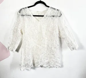 Vintage White Bridal Lace Top‎ Sz Medium Wedding Romantic thumbnail 1