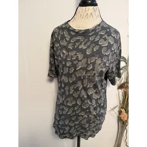 ALLSAINTS Leopard Print Oversized Fit‎ T Shirt Women S Grey Black Short Sleeve thumbnail 2