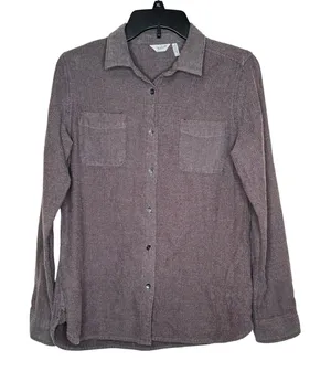 Woolrich Women's Top Button Up Shirt Double Pockets Long Sleeve‎ Purple Plus 24R thumbnail 1