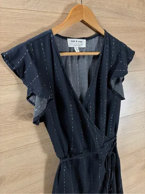 Anthropologie Black Mini Wrap Dress XS thumbnail 3