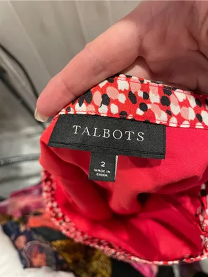 Cute Talbots silky spotted lined flare skirt pink red confetti fun thumbnail 5