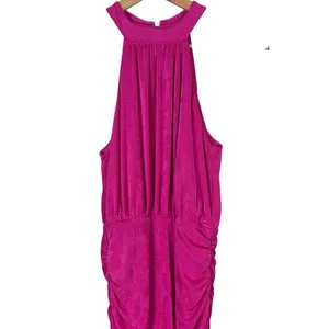 NWT Lulus Always Remarkable Fuchsia Pink Ruched Halter Midi Dress Glam Size XS thumbnail 4