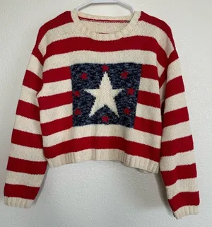 Marisa Christina American Flag Crewneck Knit Sweater thumbnail 1