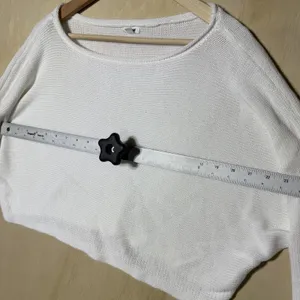 Garage White Cropped Knit Sweater Women's M/L Long Sleeve Boat Neck Cozy Top thumbnail 4