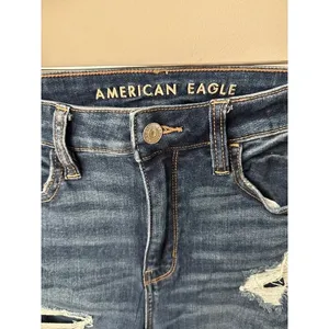 American Eagle High-Rise Ripped Jegging Dark Wash Size 4 X-Long thumbnail 2