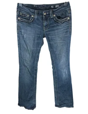 Miss Me Womens Jeans JE5014B40X Boot Cut Embellished Embroidered Flap Pockets 29 thumbnail 1
