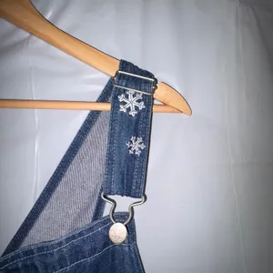 Vintage Disney Winnie the Pooh Eeyore Denim Overalls Blue Snowflake Embroidered thumbnail 4