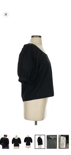Madewell Black Puff Sleeve Top NWT thumbnail 6