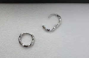 15mm Small Twist Silver Hoop Earrings for Men Women,Punk Hip Hop Unisex Style thumbnail 3