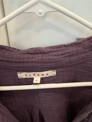 XiRENA Deep Purple Button-Down Textured Shirt Size Large thumbnail 3