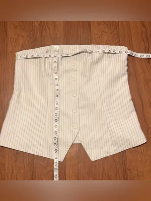 Abercrombie &‎ Fitch The A&F Mara Tailored Button Through Tube Top White Navy XL thumbnail 4