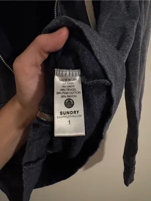 Sundry by Anthropologie Navy Blue Full Zip Hoodie size 1 (small) thumbnail 6