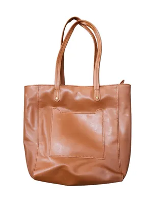 Universal Threads Brown Faux Leather Tote Shoulder Bag Zip Top Large Pocket Purse thumbnail 2