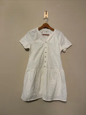 Spartina 449 Poppy Dress Pearl White Daisy Eyelet Size Medium thumbnail 4