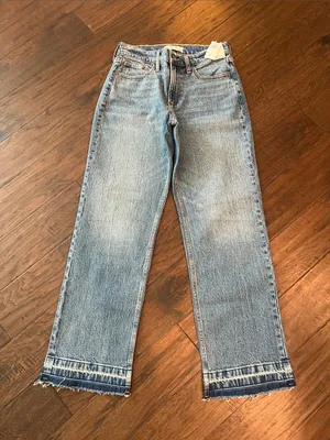 Abercrombie & Fitch The Baggy Low Rise Raw Hem Jeans 26/2R thumbnail 1