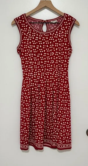 MAX STUDIO | Red White Polka Dot Butterfly Sleeveless‎ Keyhole Mini Dress, S thumbnail 1