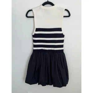 SIMKHAI Josey sleeveless bubble-skirt‎ mini dress in midnight stripe $445 thumbnail 5