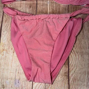 No Boundaries Small (3-5) Pink Metallic Bikini Set thumbnail 2
