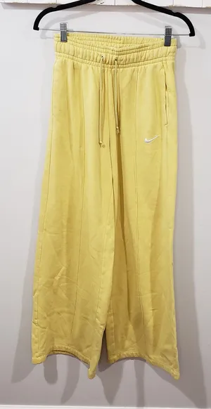Nike Sportswear Knit Palazzo Wide Leg Sweatpants Womens XS Yellow Lounge thumbnail 1