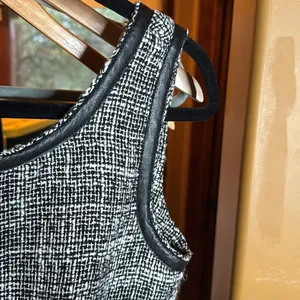 Anthropologie Tulle Black White Tweed Dress Size Medium Sleeveless Zip Pocket thumbnail 10