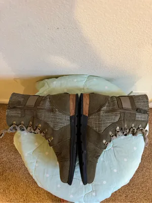 Sorel Olive Green Suede & Fabric Lace-Up Ankle Boots size 10.5 thumbnail 8