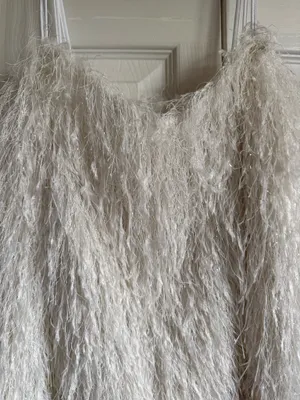 Zara White fringe Feathered Mini Dress sz S thumbnail 6