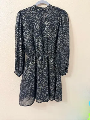 Cupcakes and Cashmere Metallic Leopard Dress XS Open Back Bow Tie Party thumbnail 3