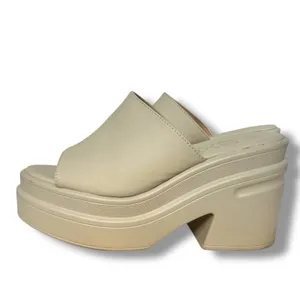 EXE TM 403 Wedge‎ Heel Platform Sandals Beige Size 38 Slip On Open Toe Chunky thumbnail 2