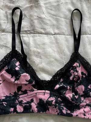 Jenni Intimates Pink & Black Lace trim Bralette, size S boho adjustable strap thumbnail 8