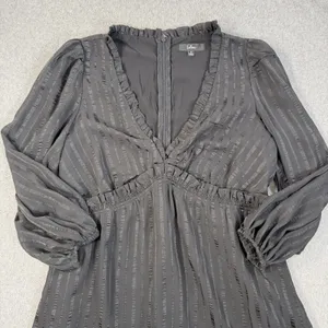 Lulus Forever In My Heart Black Striped Balloon Sleeve Mini Dress Women's Medium thumbnail 2