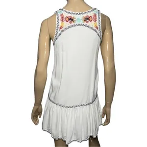Lovers + Friends Womens Size S White Drop Waisted Mexican Embroidered Tank Dress thumbnail 4