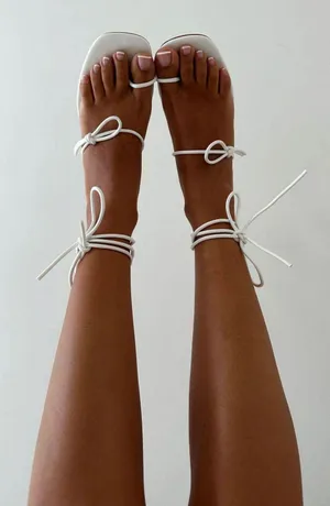 Sabo Skirt White Strappy Heels thumbnail 1