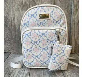 Madden Girl Backpack & Wallet Set – Floral Bows, Pastel Blue & Pink thumbnail 1