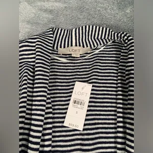 NWT Loft cardigan Black and White Striped sweater small MSRP$70 thumbnail 2