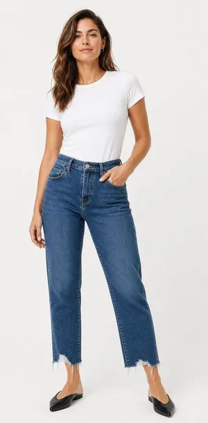 Levi’s 724 High Rise Straight Crop Jeans Size 29 Raw Hem thumbnail 1