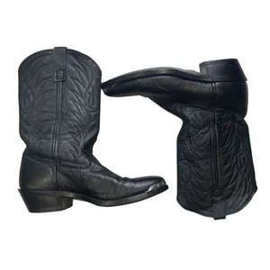 Laredo Black Leather Cowboy Boots Metal Toe Tip Size 9 Western Chic Rodeo thumbnail 2