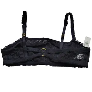 Aerie Black‎ Eyelet Lace Bralette Festival Layering Whimsigoth Lingerie Sheer- L thumbnail 3