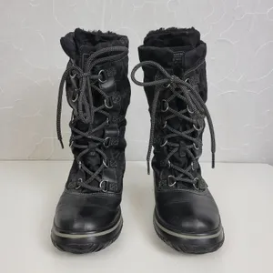 Coach Shaine Boots 5.5 Womens Black Leather Lace Up Round Toe Signature Logo thumbnail 3