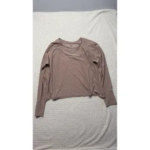 Beyond Yoga Womens Heathered Mauve Cropped Long Sleeve Raglan Top Medium M USA thumbnail 3