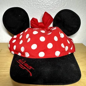 Disney Parks Baseball Hat Cap Minnie Mouse Ears Cotton Snap Back Polka Dot OS thumbnail 3